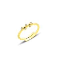 Gümüş altın yaldızlı alttan ayarlamalı zirkon taşlı dalgalı yüzük SGTL11418GOLD (Rose)