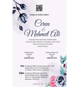 Nikah Düğün Nişan Kına Davetiyesi Beyaz Zarflı 5019 Kodlu