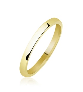 Düz Bombeli Gold Gümüş Alyans - 2.5 mm
