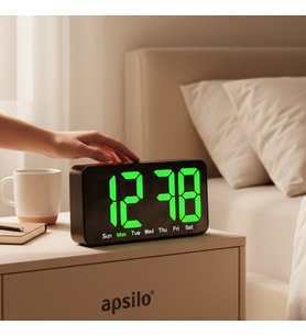 Modern LED Dijital Alarm Saat – Büyük Ekranlı, Gün Göstergeli, Şık Masaüstü Saat