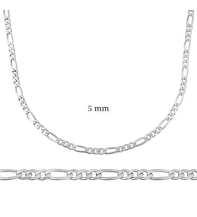 5 mm Gümüş Figaro Zincir - 140 mikron