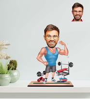Kişiye Özel Erkek Fitnesscı Karikatür Ahşap Biblo