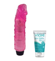 Ayarlanabilir Güçlü Titreşimli 22 Cm Damarlı Pembe Vibratör+Jel