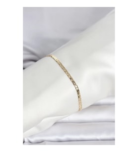 Mey İthalat® CM 14K Gold Renk Yassı Ezme Zincir Model Kadın Bileklik