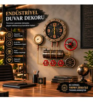 Endüstriyel Sanayi Duvar Saati Dekoru Ev Ofis İş Hediyesi 3D Metal Steampunk Vintage Saat 40x45 CM