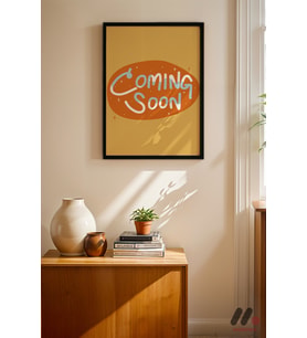 Coming Soon Turuncu Poster, Siyah Çerçeveli Duvar Tablosu - Modern Ev Dekorasyonu