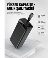 Tüm Cihazlarla Uyumlu 50.000 mAh Powerbank – Yüksek Kapasiteli, LED Gösterge ve Akıllı Koruma Fonksiyonlu
