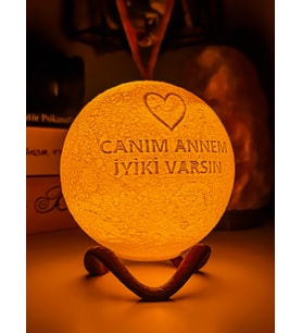 12cm Canım Annem İyiki Varsın Standlı Ay Küresi neon led lamba hediyelik eşya avize masa lambası gece lambası moon yılbaşı hediye