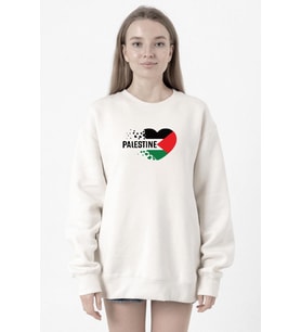 Heart Palestine Flag Beyaz Kadın 2ip Sweatshirt