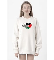 Heart Palestine Flag Beyaz Kadın 2ip Sweatshirt