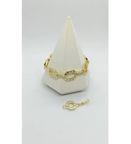 Geometrik Halka Detaylı Gold Zincir Bileklik (17+2 cm)
