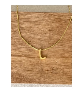 925 Ayar Gümüş Gold Renk L Harfi Kolye Harfli Kolye 45cm