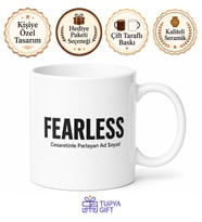 Fearless Baskılı Korkusuz İngilizce Çay Kupası Motivasyon Hediye Bardak