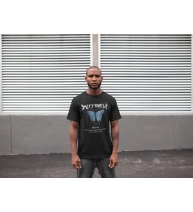 Erkek Kısa Kol Yazlık Tişört Bisiklet Yaka Baskılı Oversize T-Shirt - Siyah