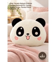 Kalp Yanaklı Nakışlı Polarize Kumaş 2 Adet Panda Yastık