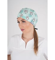 Unisex Sevimli Tavşan Desenli Doktor Hemşire Hastane Medikal Cerrahi Bonesi (Turkuaz)