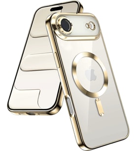 Apple iPhone 17 AiR Kılıf Kamera Lens Korumalı Renkli Magsafe Şeffaf Silikon Gold