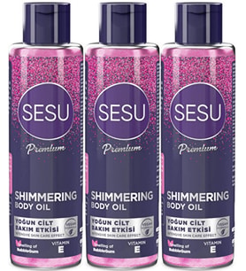 Sesu Simli Cilt Bakım Yağı 150ML (Shımmering Body Oıl) (3 Lü Set)