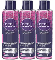 Sesu Simli Cilt Bakım Yağı 150ML (Shımmering Body Oıl) (3 Lü Set)