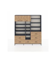 Arges Gardrop 17 Raflı 6 Çekmeceli 3 Kapaklı 220x30x243 Antrasit-Çam