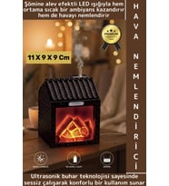 Premium Sessiz Ultrasonik LED Şömine Efektli Ahşap Görünüm Gece Lambası Oda Hava Nemlendirici 200 ML