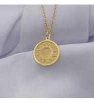 Kişiye Özel 925 Ayar Gümüş Güneş Figürlü Kolye (Gold)
