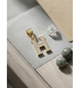 Xupıng Zirkon Taşlı H Harf Kolye Ucu 1 cm