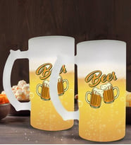 BK Gift Fresh Beer Tasarımlı 2’li Buzlu Cam Bira Bardağı 50cl-1 (Beyaz)