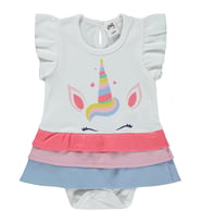 Civil Baby Garni Etekli 3-12 Ay Çıtçıtlı Badi - Ekru