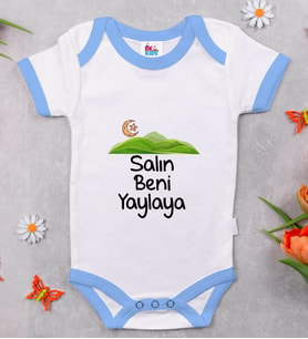 BK Kids Salın Beni Yaylaya Tasarımlı Mavi Bebek Body Zıbın-1