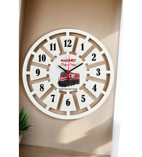 Makinist Duvar Saati 40cm (Beyaz)