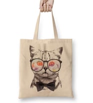 Miau Cat Kedi Bez Çanta Uzun Saplı