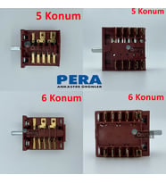 Pera Mekappa Marka Ankastre Fırın Komutatörü - Şalteri - Anahtarı 6 Konumlu (Metal)