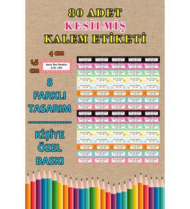Kişiye Özel Okul Etiketi Kalem Defter Özel Isim Yazılabilen Etiket Sticker Seti