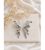 CM Jewelry Kelebek Detaylı Gümüş Renk Çelik Küpe