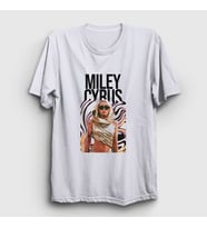 Presmono Unisex Beyaz Flowers Miley Cyrus T-Shirt 400582tt