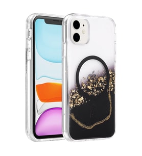 Onegif Apple iPhone 11 Lotus Simli Magsafe Kapak - Siyah