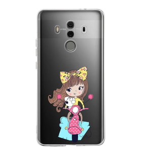 Huawei Mate 10 Pro Uyumlu Kapak Vespagirl Tasarımlı Şeffaf Silikon Kılıf