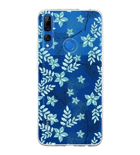 Huawei Y9 Prime 2019 Uyumlu Kapak Floral Su Yeşili Tasarımlı Şeffaf Silikon Kılıf
