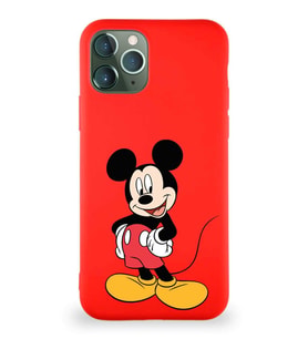 Apple iPhone 11 Pro Soft Premier Kapak Mickey Mouse-E Tasarımlı Silikon Kılıf - Kırmızı (Şeffaf)