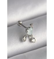 pilelistore 316L Çelik Gümüş Renk Beyaz Minelik Kalp Sallantı Zirkon Taş Detay Tragus Piercing - TJ-