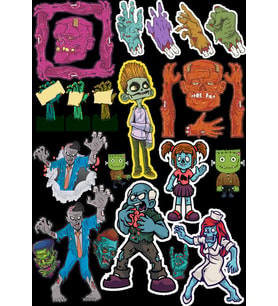 Zombie Sticker Set-2 15 Parça Telefon, Tablet, Defter, Laptop Sticker