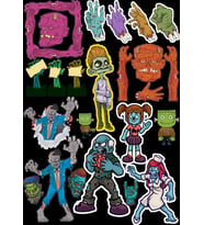 Zombie Sticker Set-2 15 Parça Telefon, Tablet, Defter, Laptop Sticker