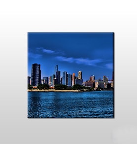Nehir Ve Metropol Manzara Kanvas Tablo 60x60cm (Karışık)