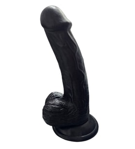Gerçekçi Testisli Siyah Dildo 19 cm