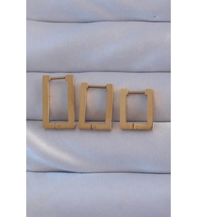316L Çelik Gold Renk Dikdörtgen Küpe Seti TJ-BKP9159