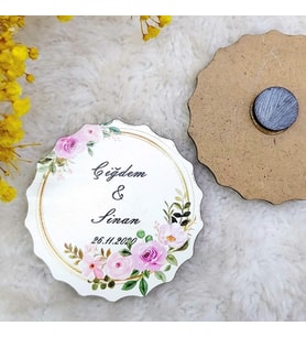 Hayaller Dükkanı 30 Adet Ahşap Nikah Buzdolabı Magnet Hediyelik 3