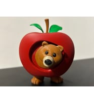 Apple Bear Figürü - 3D Yazıcı Tasarım Elma Ayı Biblosu - Yaratıcı Masaüstü Aksesuarı