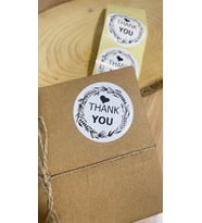 Thank You Çerçeveli Yuvarlak Yapışkanlı Etiket 4x4cm 120 Adet
