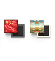 Buzdolap Magnetleri - Çin Bayrağı ve Pekin Retro Tema - 2'li Set Magneti